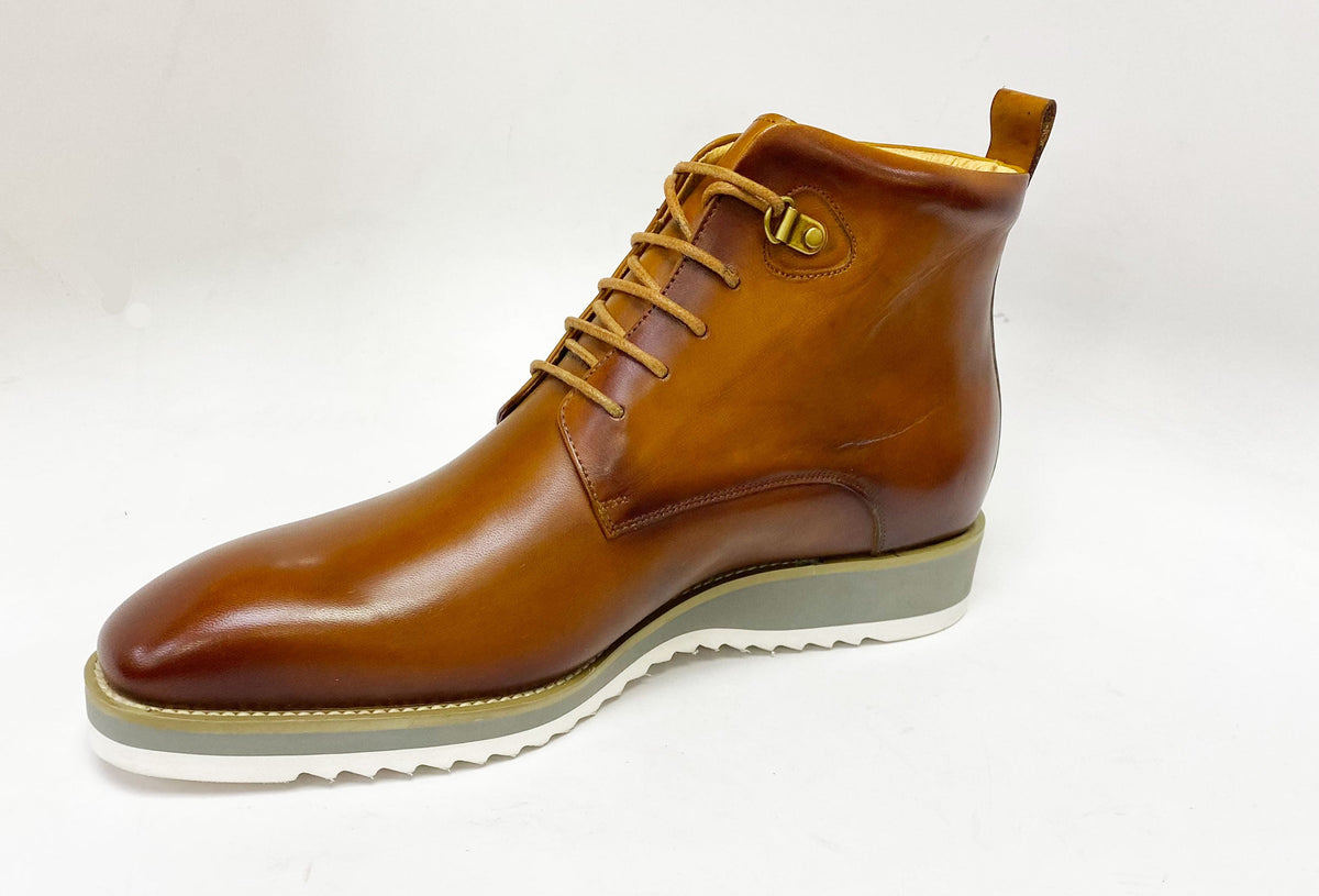C&E Fashions Maurice Burnished Calfskin Boot - Cognac