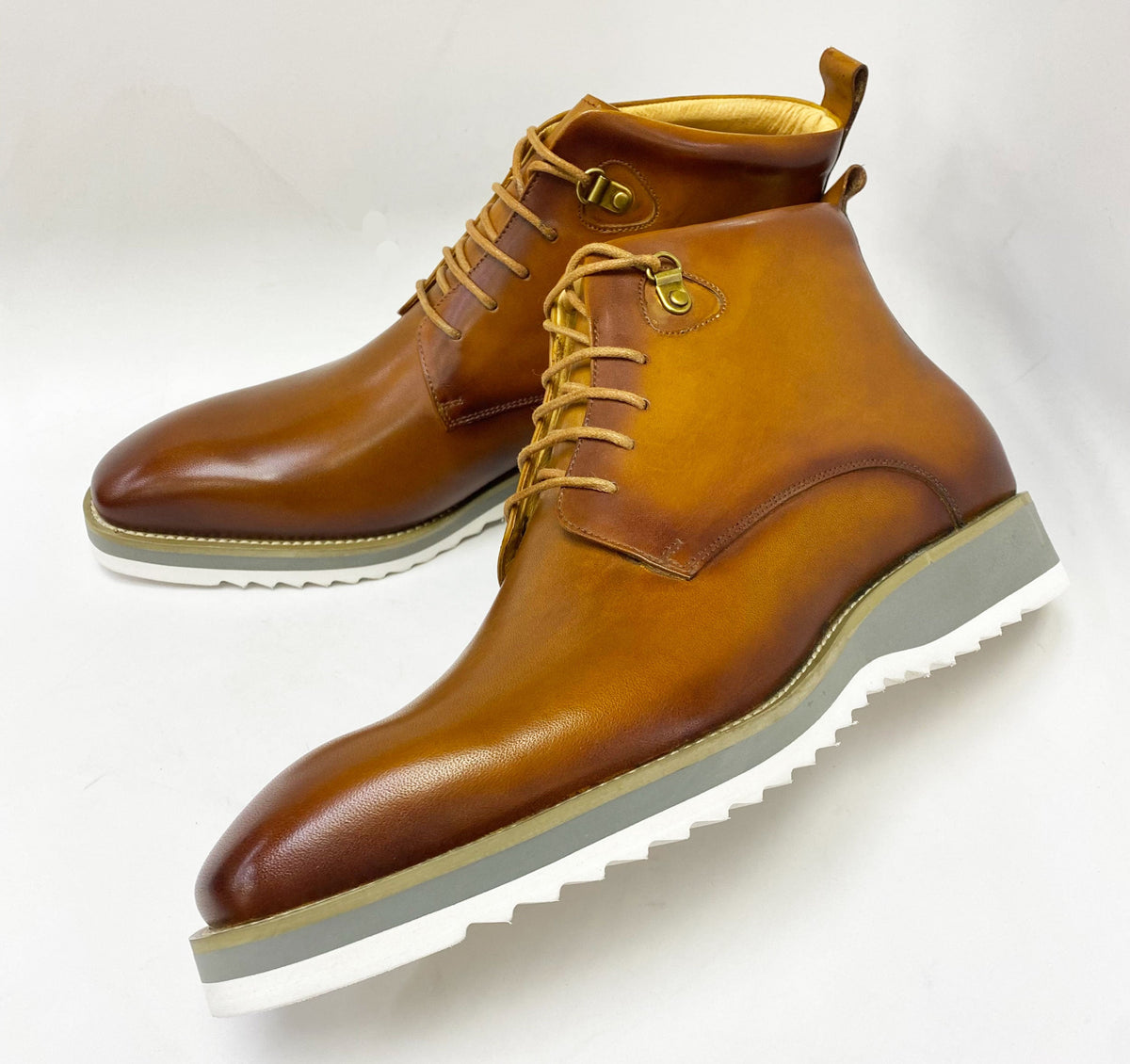 C&E Fashions Maurice Burnished Calfskin Boot - Cognac