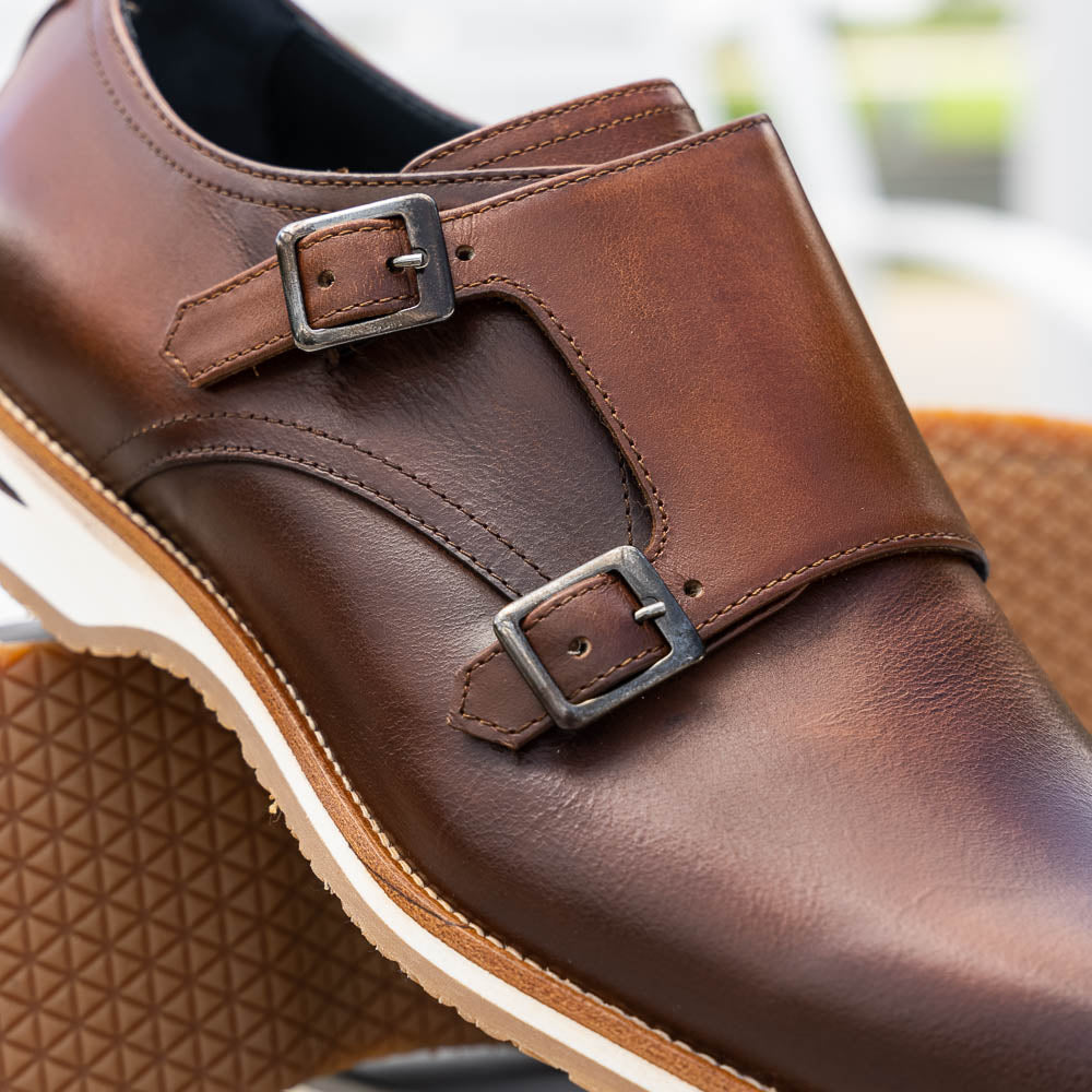 Zelli Italia Men's 55-103-BRN LEGERRA Hand Burnished Italian Calfskin Monkstrap, Brown