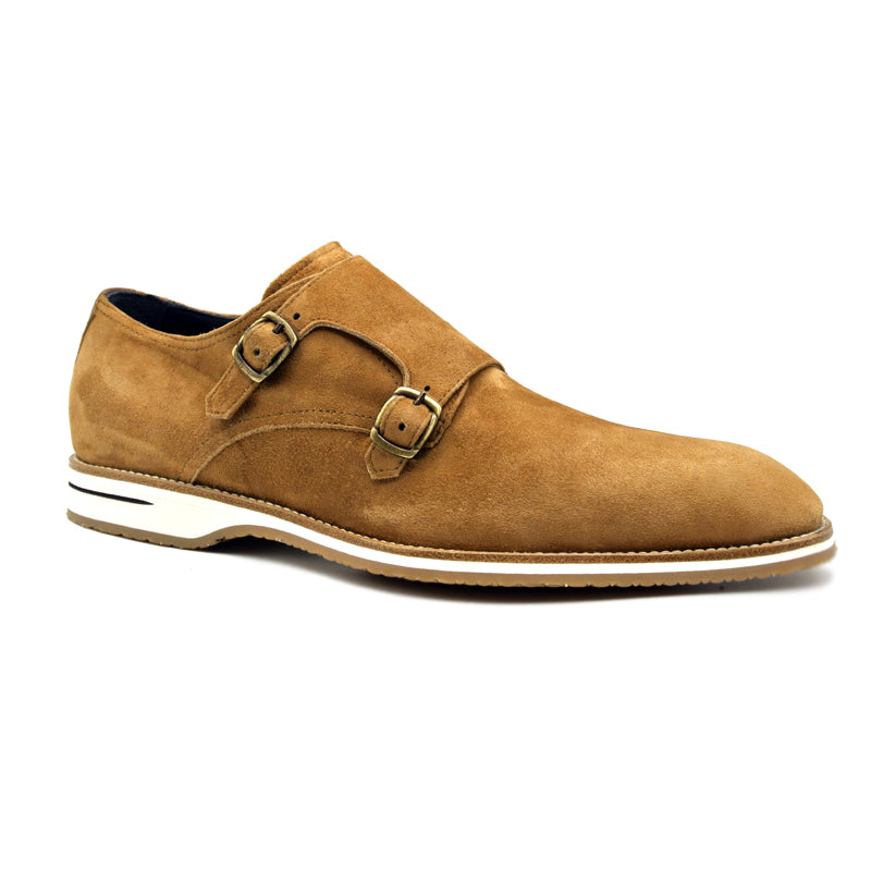 Zelli Italia Men's 56-100-CGN LEGERRA Sueded Goatskin Monkstrap, Cognac