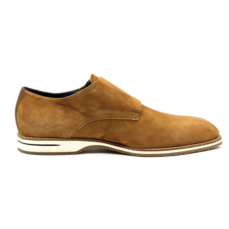 Zelli Italia Men's 56-100-CGN LEGERRA Sueded Goatskin Monkstrap, Cognac