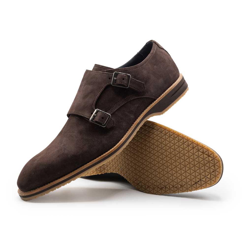 Zelli Italia Men's 56-105-BRN LEGERRA Sueded Goatskin Monkstrap, Brown