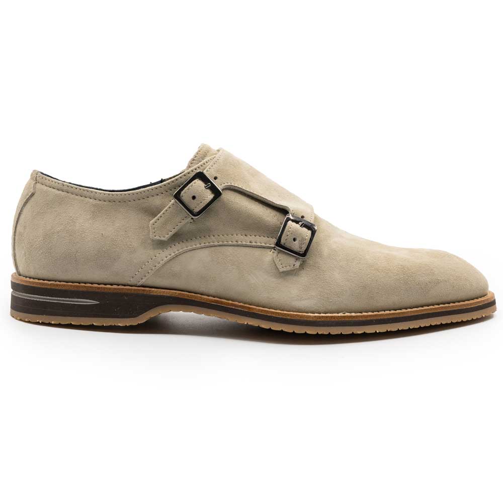 Zelli Italia Men's 56-105-SND LEGERRA Sueded Goatskin Monkstrap, Sand