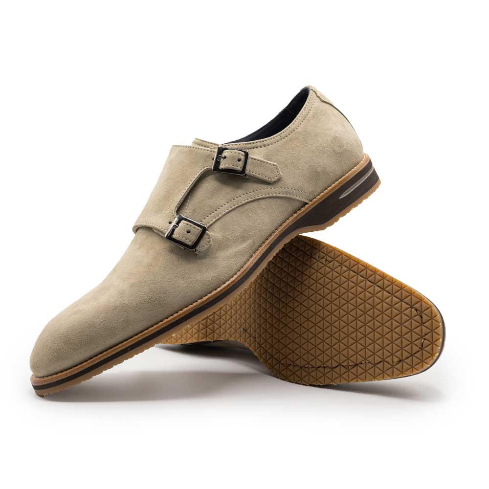 Zelli Italia Men's 56-105-SND LEGERRA Sueded Goatskin Monkstrap, Sand