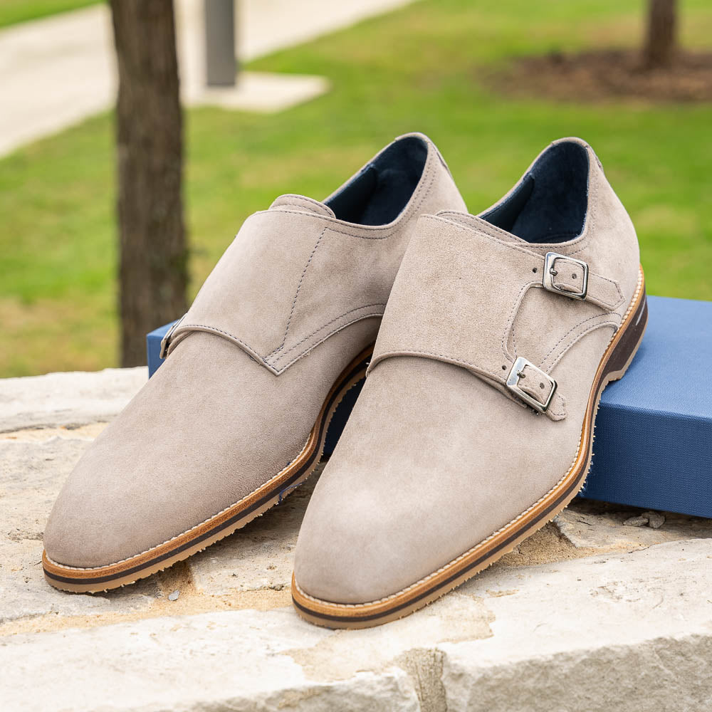 Zelli Italia Men's 56-105-SND LEGERRA Sueded Goatskin Monkstrap, Sand