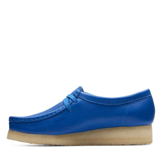 Clarks Originals Wallabee Women's Bright Blue Leather 26174009 — rear view