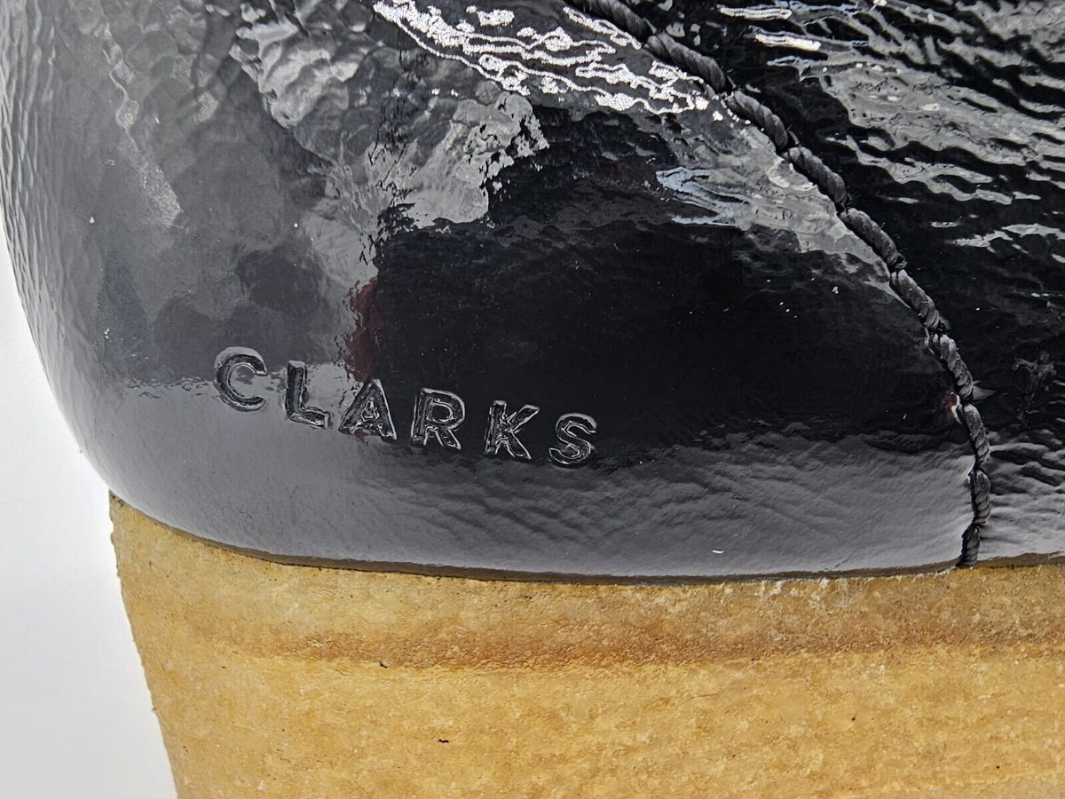Clarks Originals Wallabee Boot Women's Black Patent Leather 26154804 — sole view