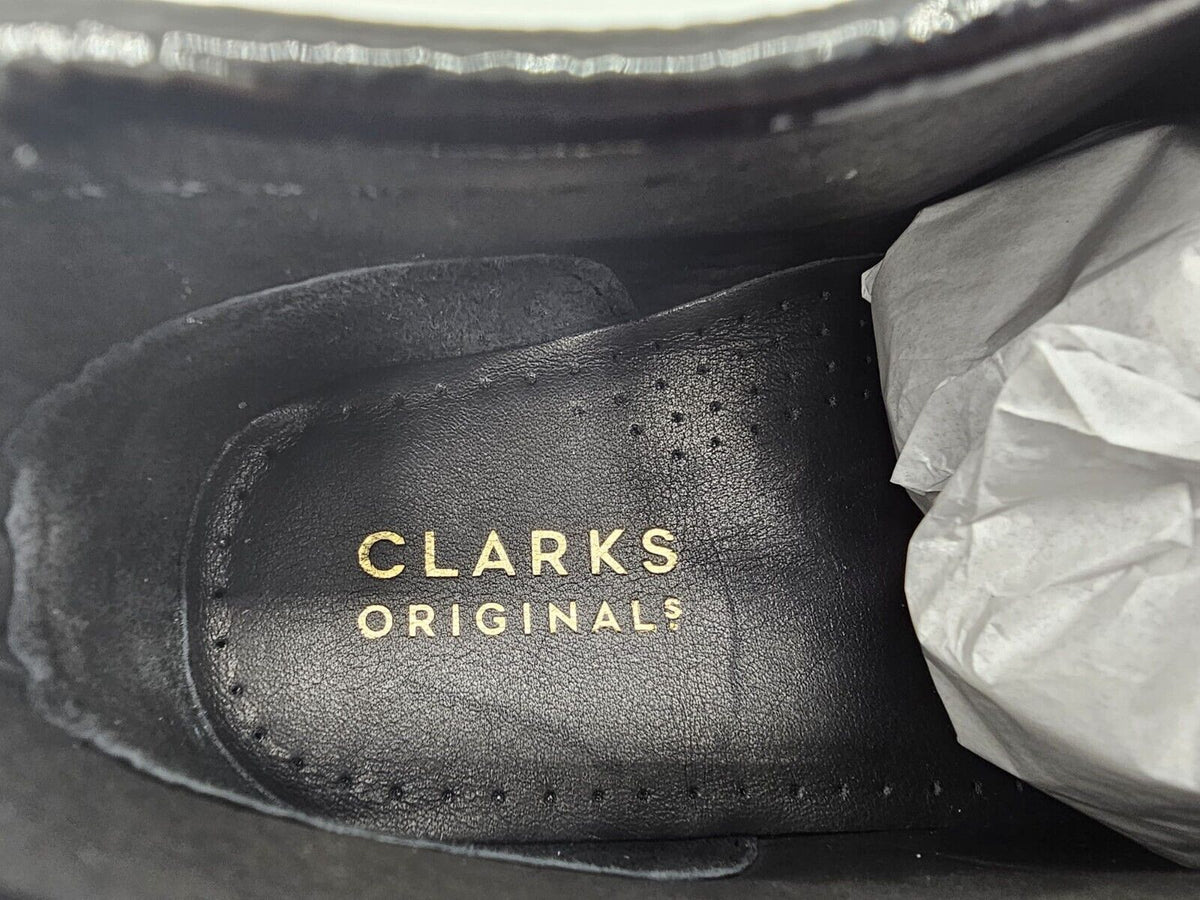 Clarks Originals Wallabee Boot Women's Black Patent Leather 26154804 — rear view
