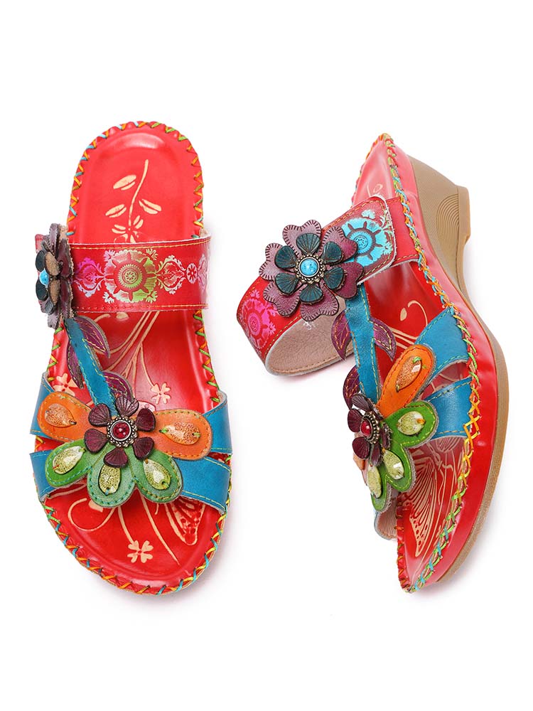 Valery Retro Floral Embossing Slippers – product view 14