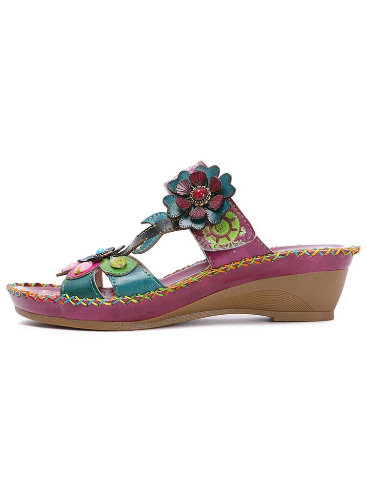 Valery Retro Floral Embossing Slippers – product view 5