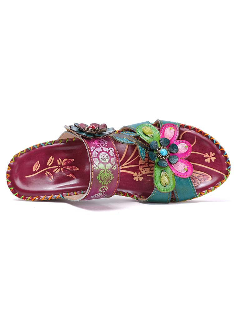 Valery Retro Floral Embossing Slippers – product view 4