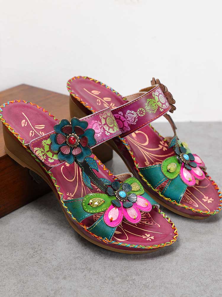 Valery Retro Floral Embossing Slippers – product view 7
