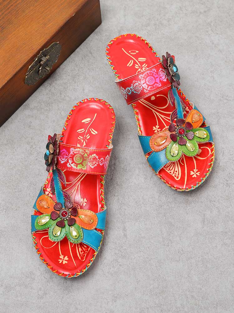Valery Retro Floral Embossing Slippers – product view 16
