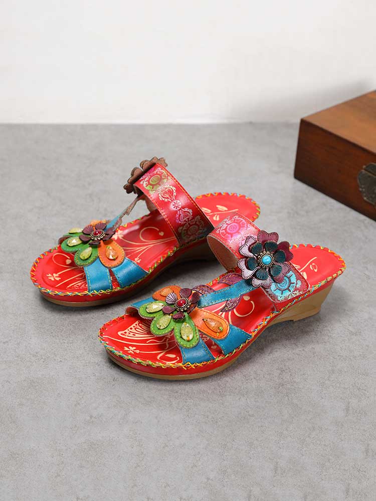 Valery Retro Floral Embossing Slippers – product view 15