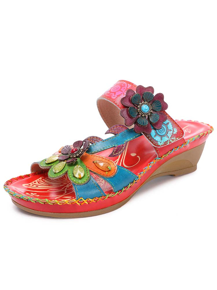 Valery Retro Floral Embossing Slippers – product view 9