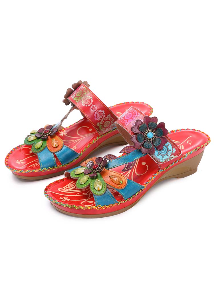 Valery Retro Floral Embossing Slippers – product view 10