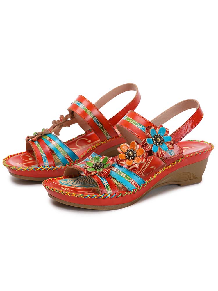 Zaria Flowers Embossing Sandals – product view 2