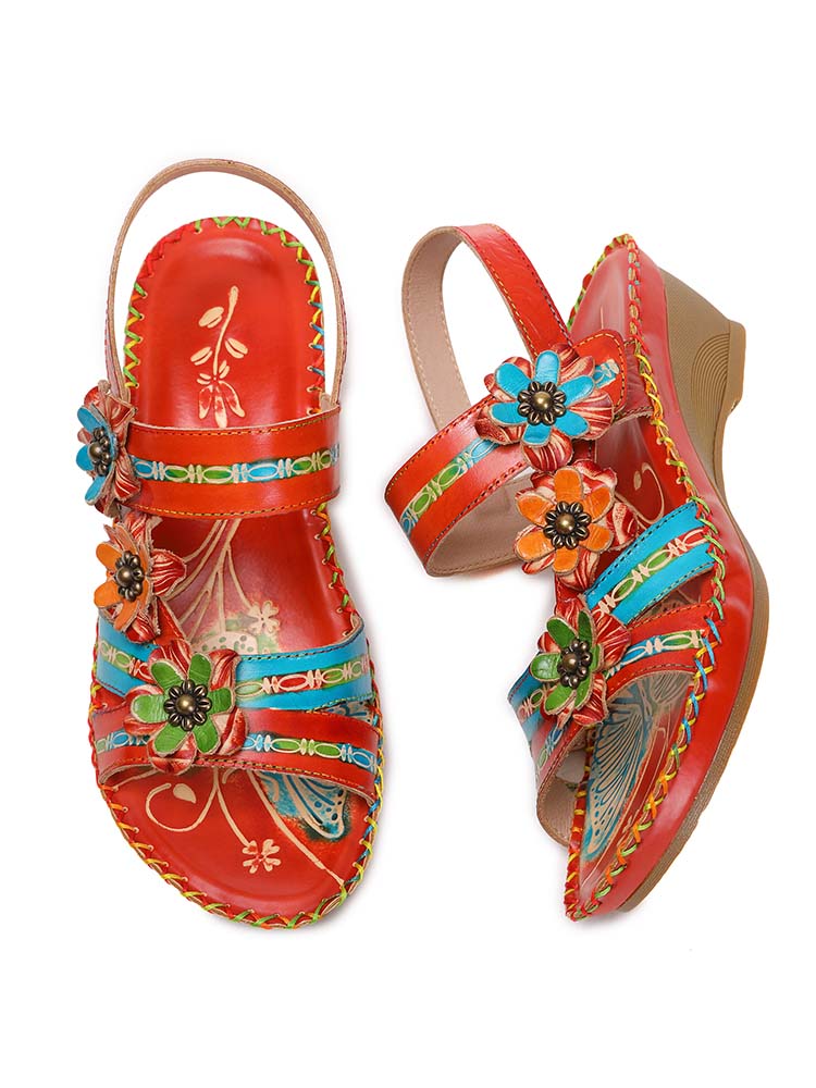 Zaria Flowers Embossing Sandals – product view 6