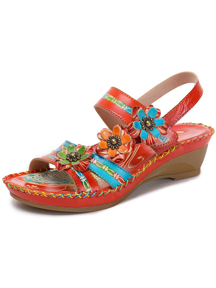 Zaria Flowers Embossing Sandals – product view 1