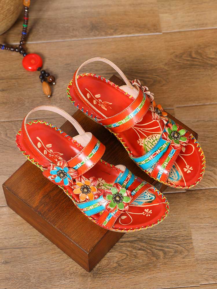 Zaria Flowers Embossing Sandals – product view 7