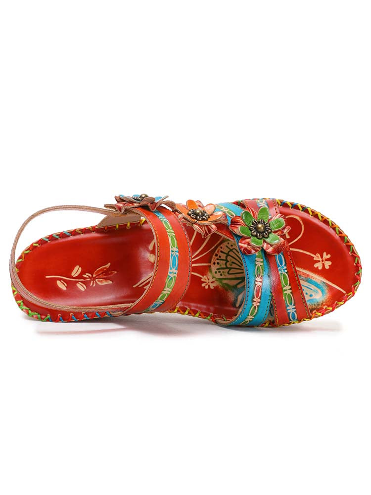 Zaria Flowers Embossing Sandals – product view 4
