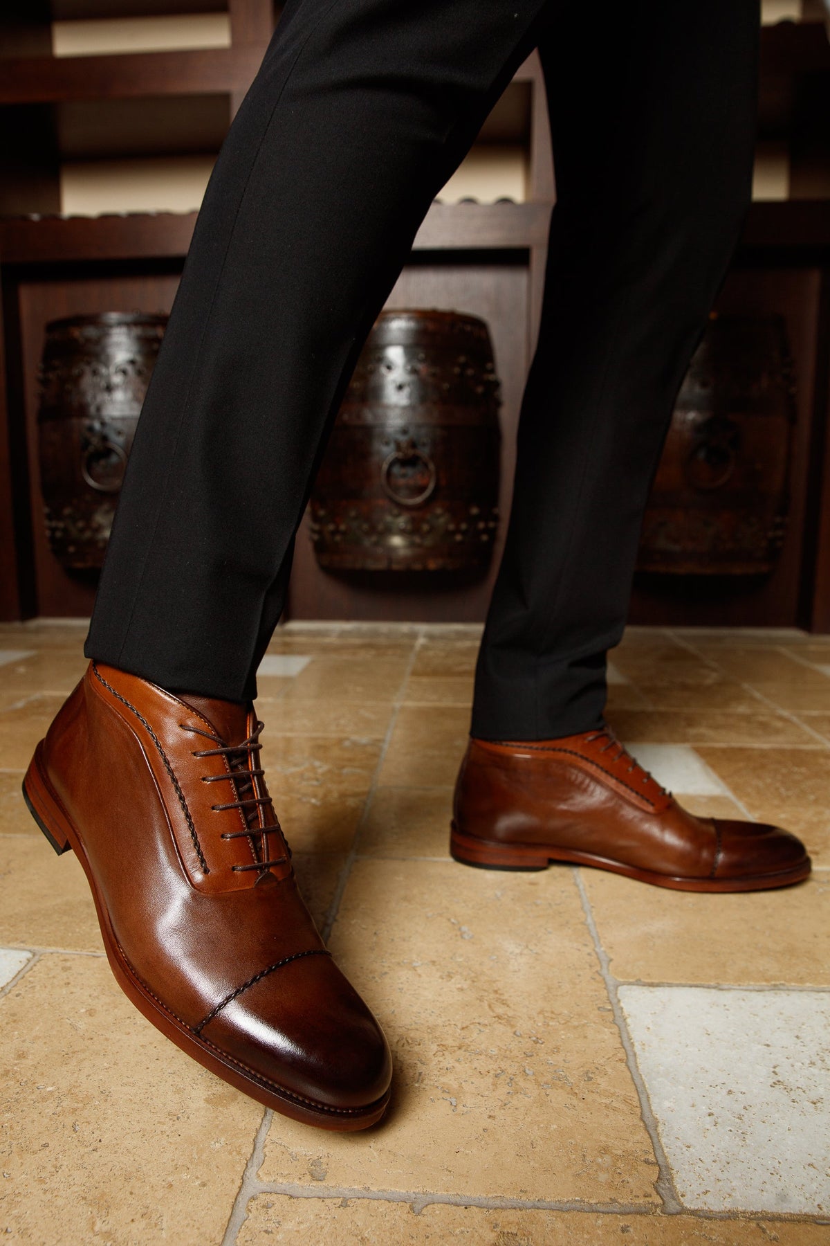 Vinci Leather The Rome Tan Leather Oxford Cap-Toe Men Boot – product view 6