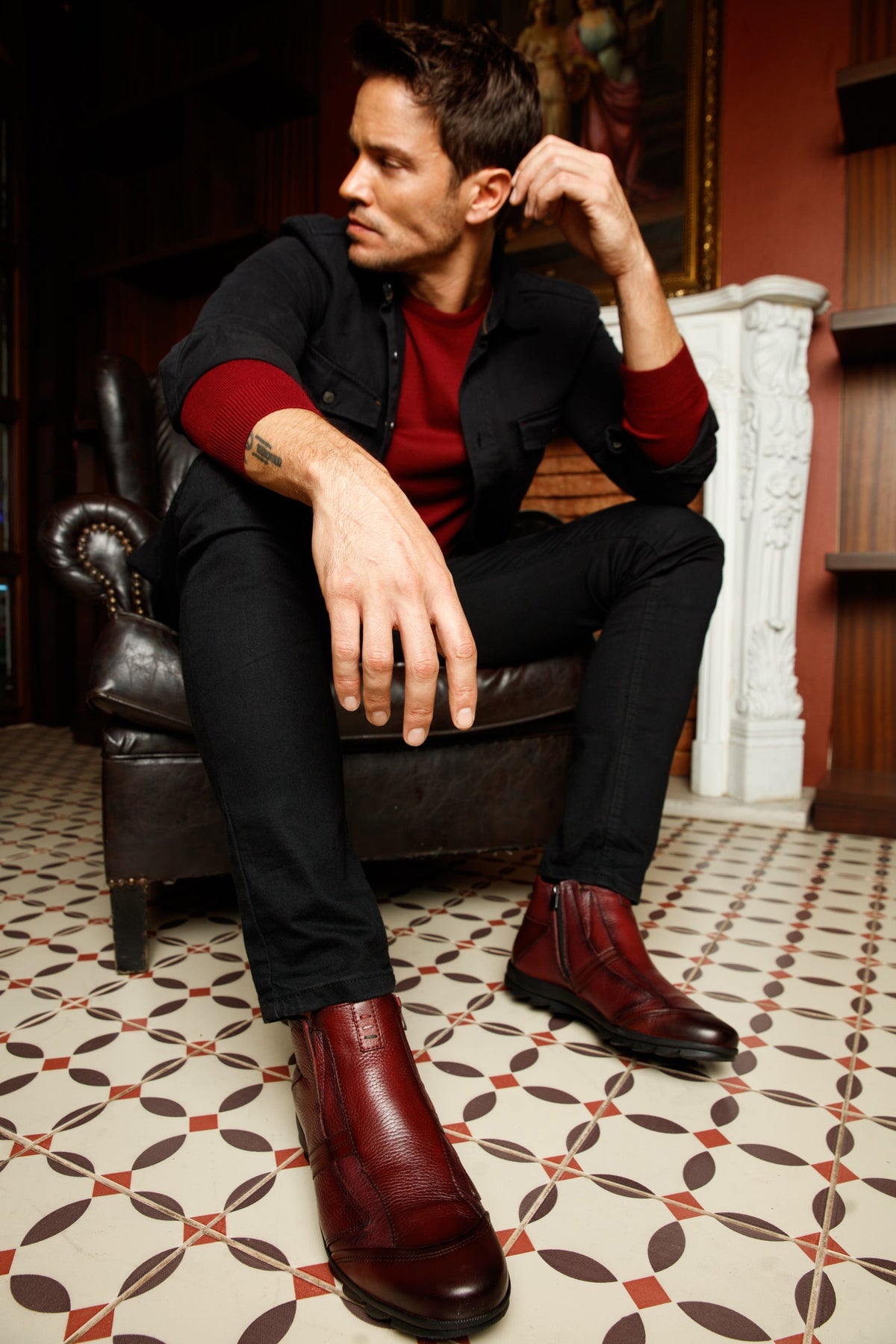Vinci Leather The Montreal Burgundy Leather Casual Zip-Up Ankle Men Boot – product view 11