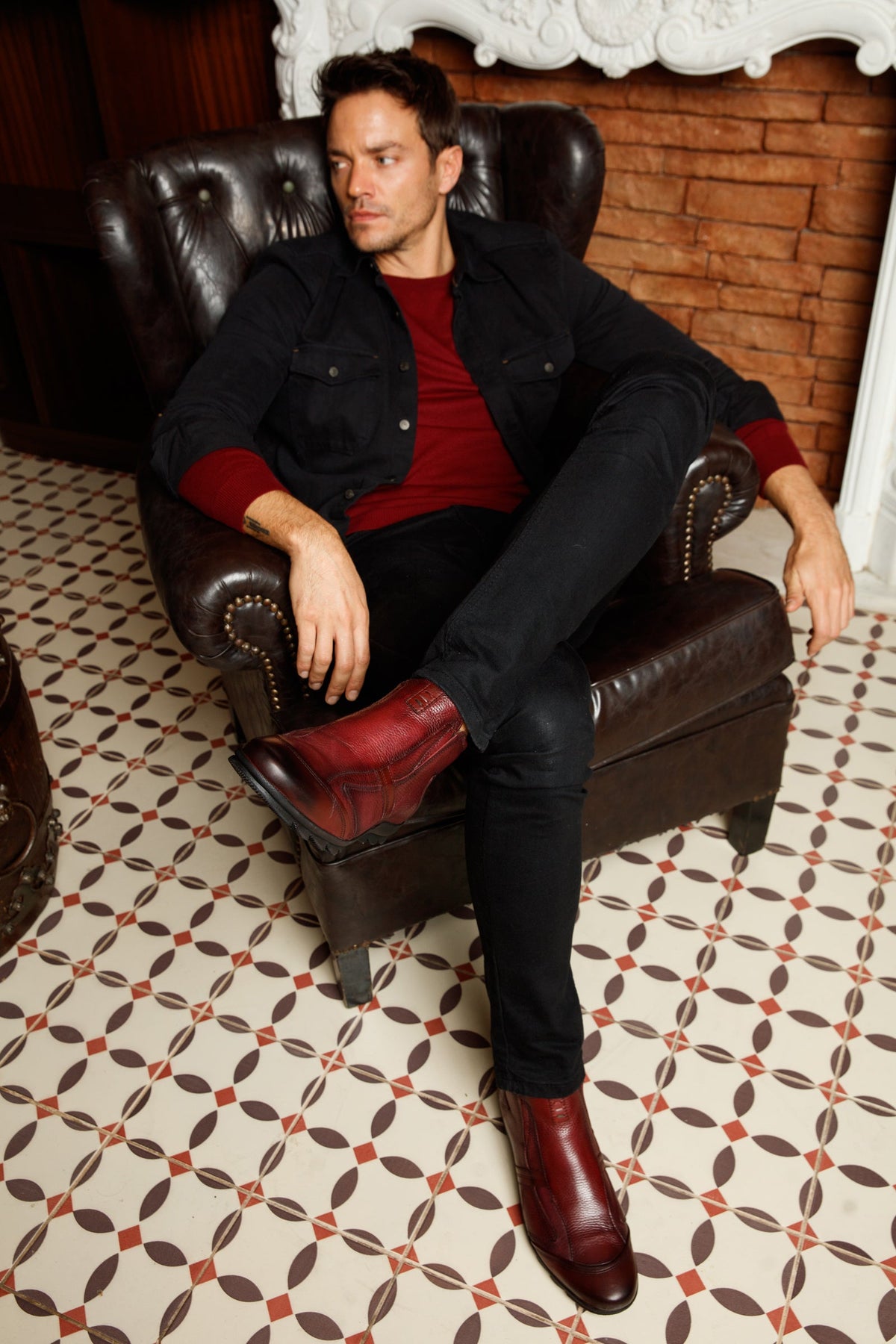 Vinci Leather The Montreal Burgundy Leather Casual Zip-Up Ankle Men Boot – product view 12