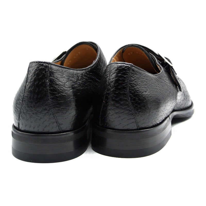 Zelli Italia Men's 59-503-BLK ROMAN Peccary Monk Strap, Black