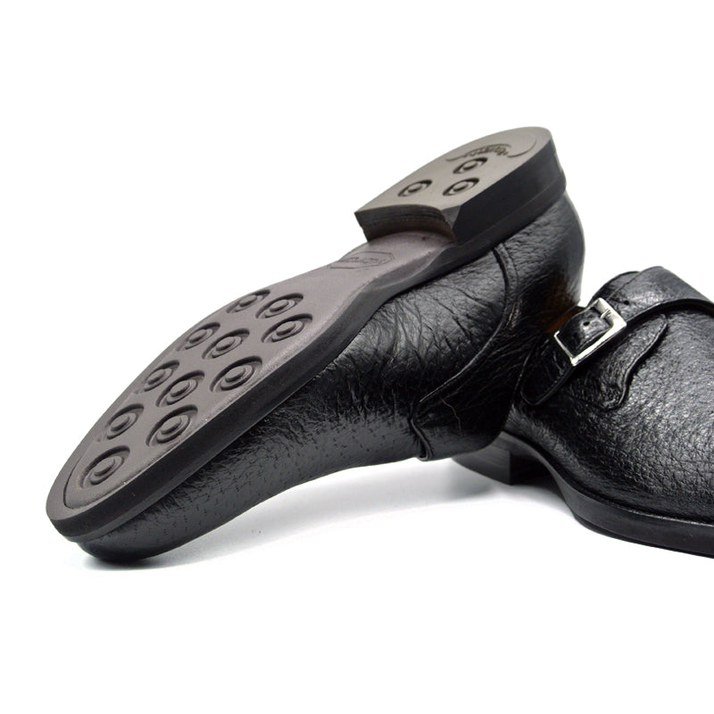 Zelli Italia Men's 59-503-BLK ROMAN Peccary Monk Strap, Black