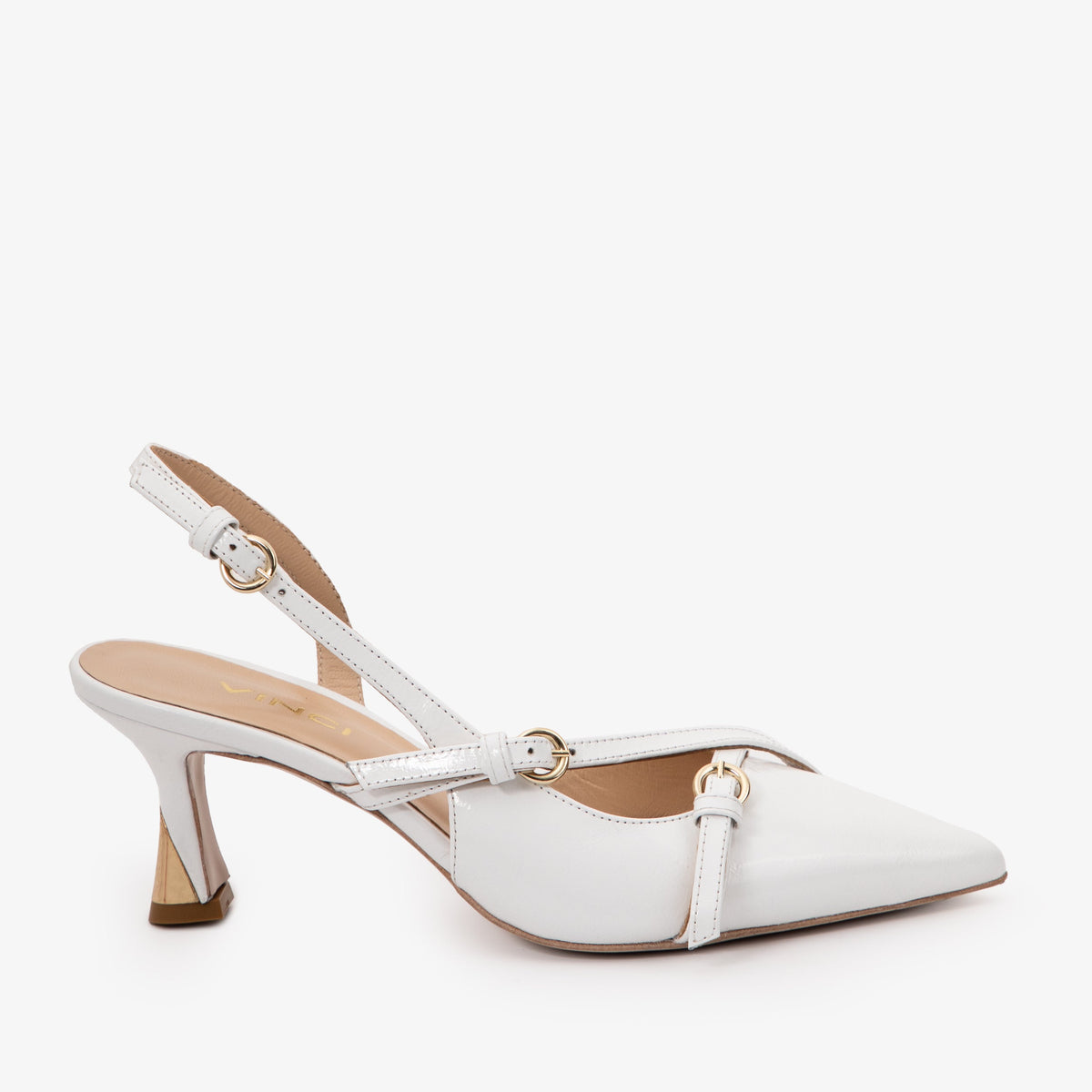 Vinci Leather The Atlantic White Leather Slingback Women Sandal – product view 1