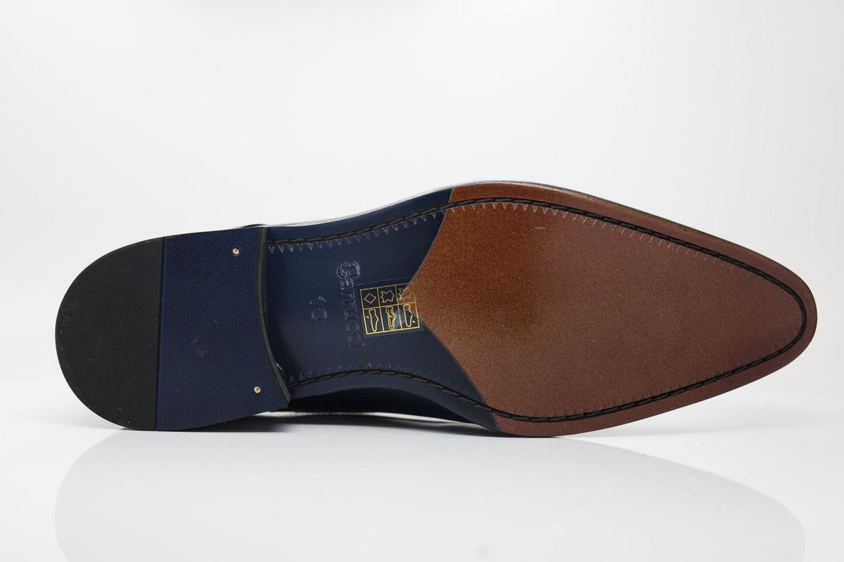 Carrucci Burnished Calfskin Oxford - Navy