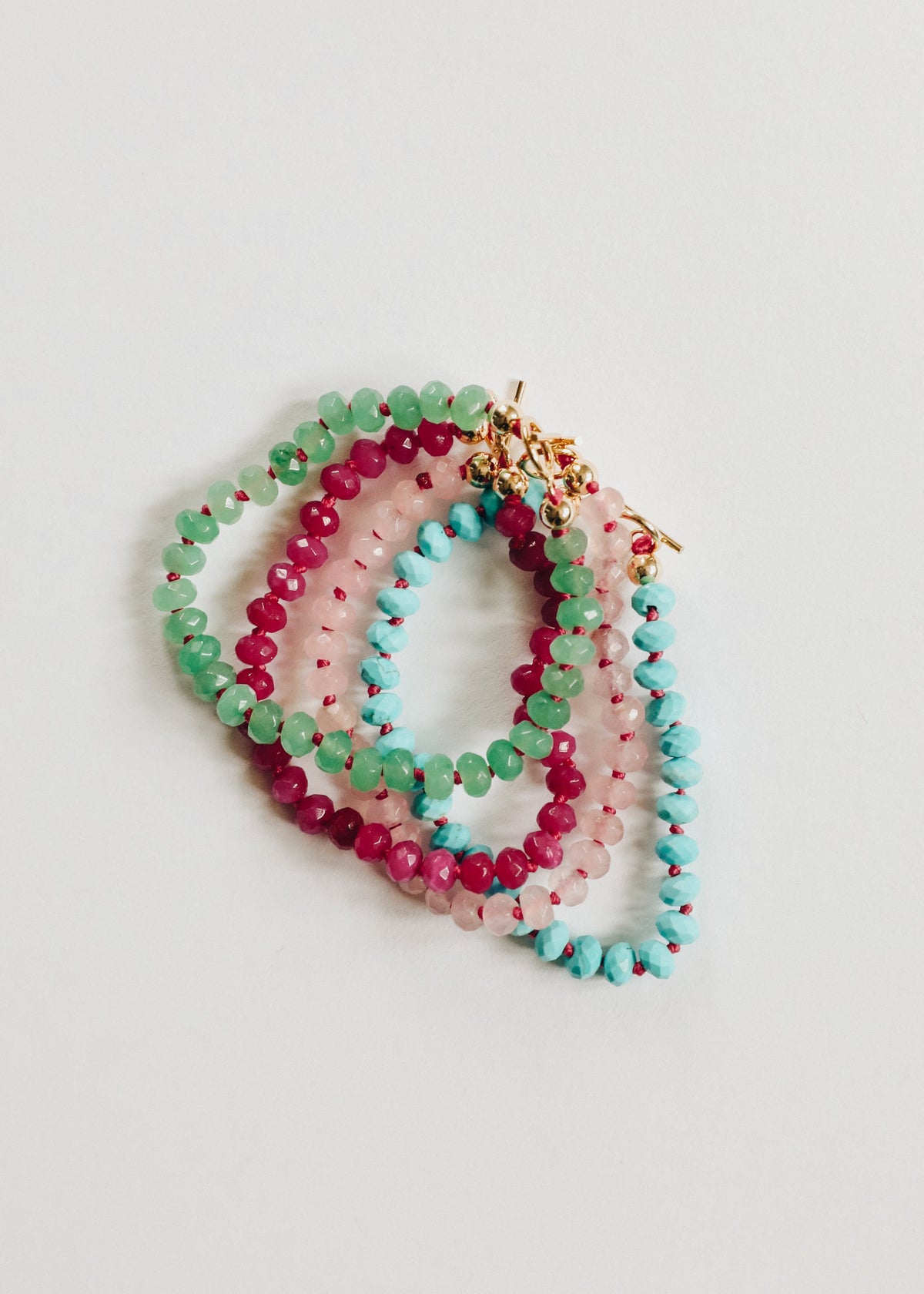 Natural Rose Quartz + 14k Gold Filled Toggle || Gemstone Bracelet