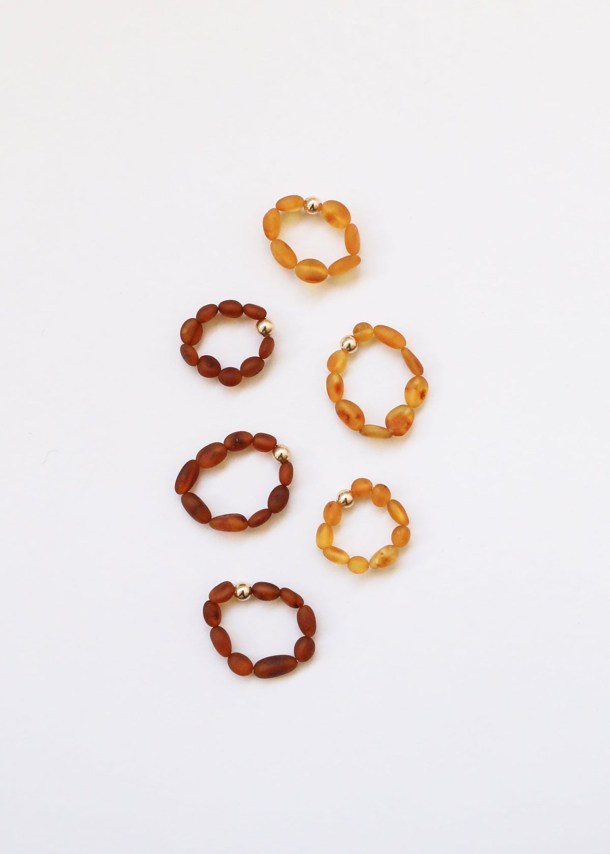 Raw Honey Baltic Amber + 14K Gold Filled || Beaded Stretch Ring