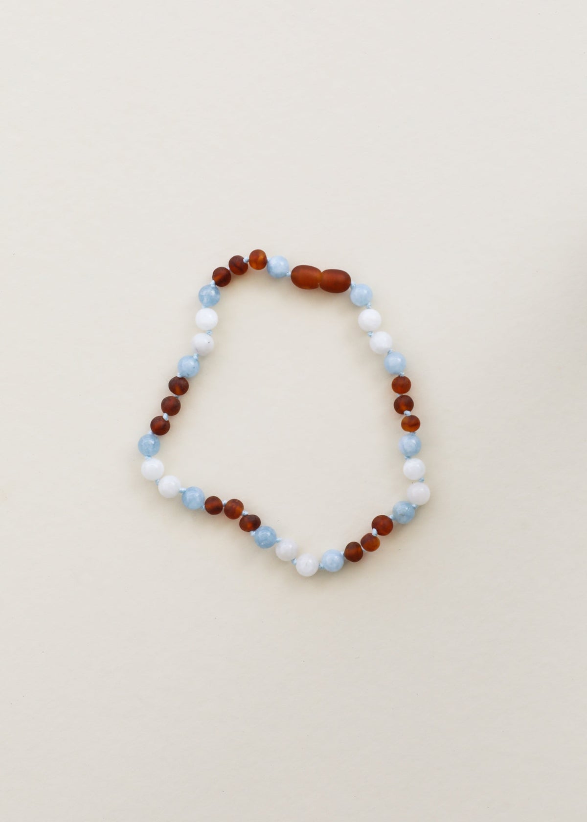 Raw Cognac Baltic Sea Amber + Moonstone + Aquamarine || Gemstone Necklace
