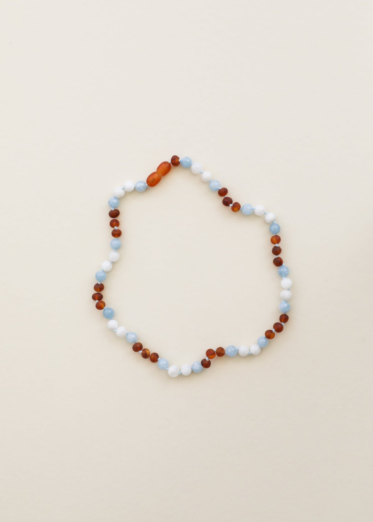 Raw Cognac Baltic Sea Amber + Moonstone + Aquamarine || Gemstone Necklace