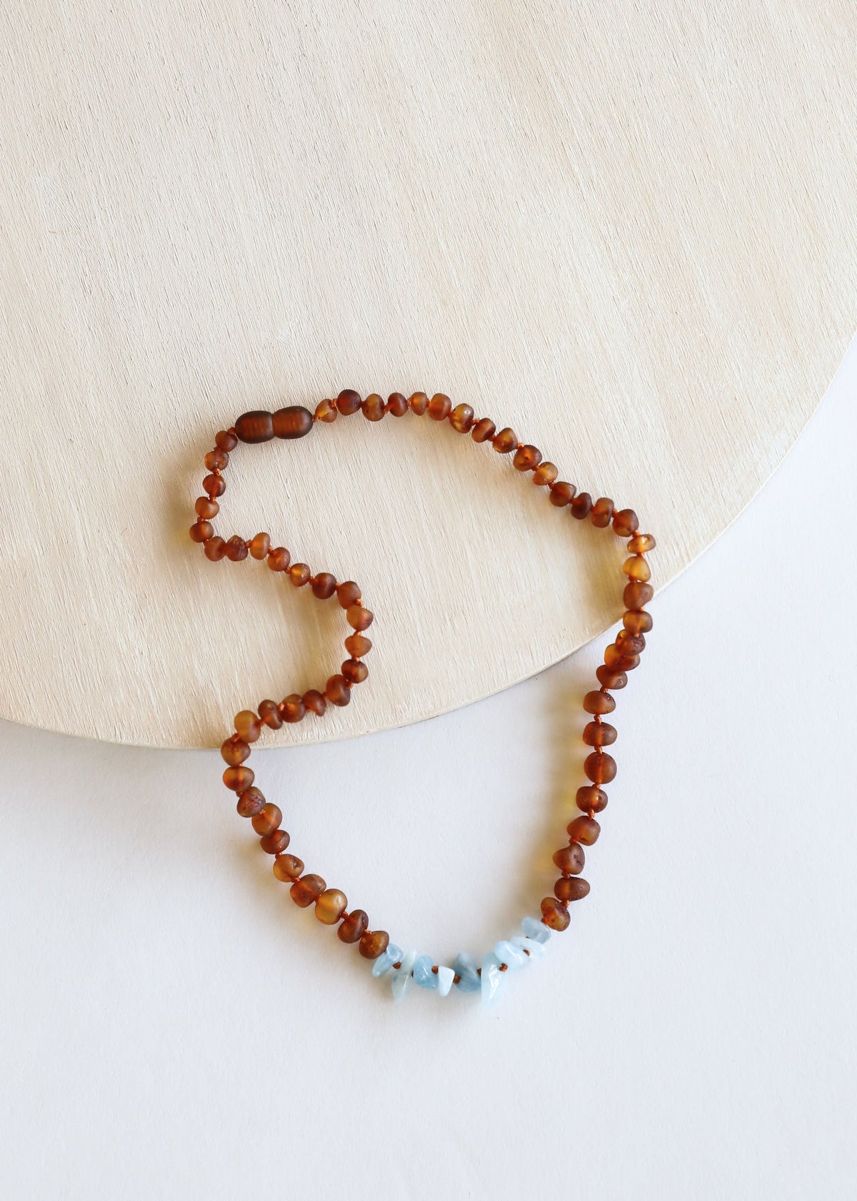 Raw Cognac Baltic Amber + Raw Aquamarine || Necklace Set