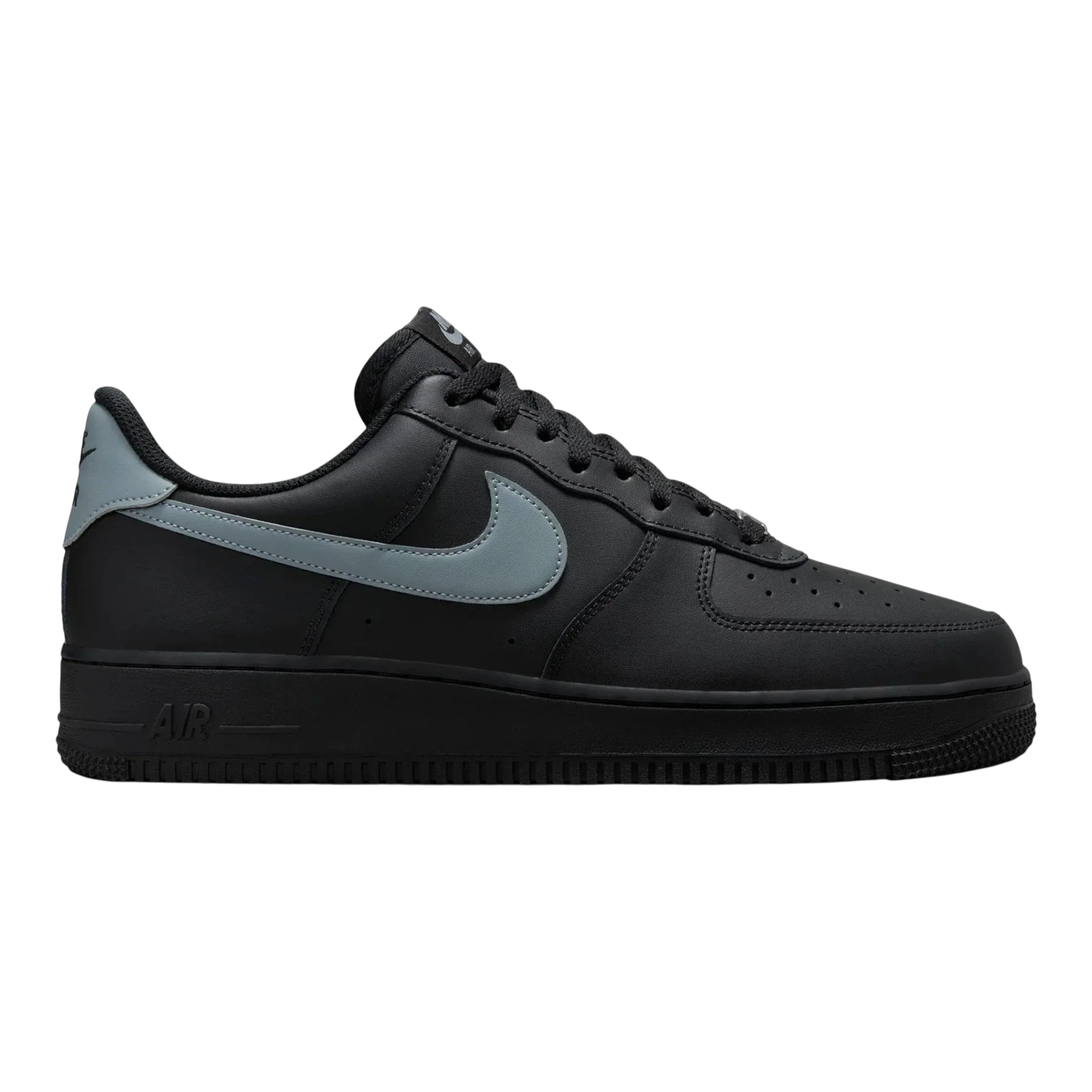 Nike Air Force 1 '07 Men's Sneakers — Black/Cool Grey Leather Low-Top