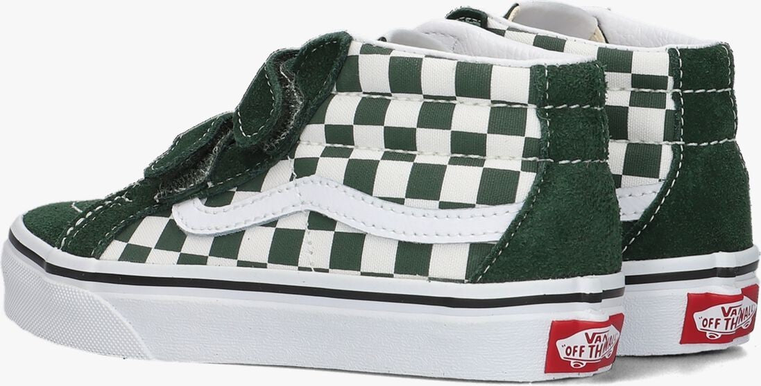 Vans Sk8 Mid Reissue Kids' Sneakers — Checkerboard/Green Mid-Top