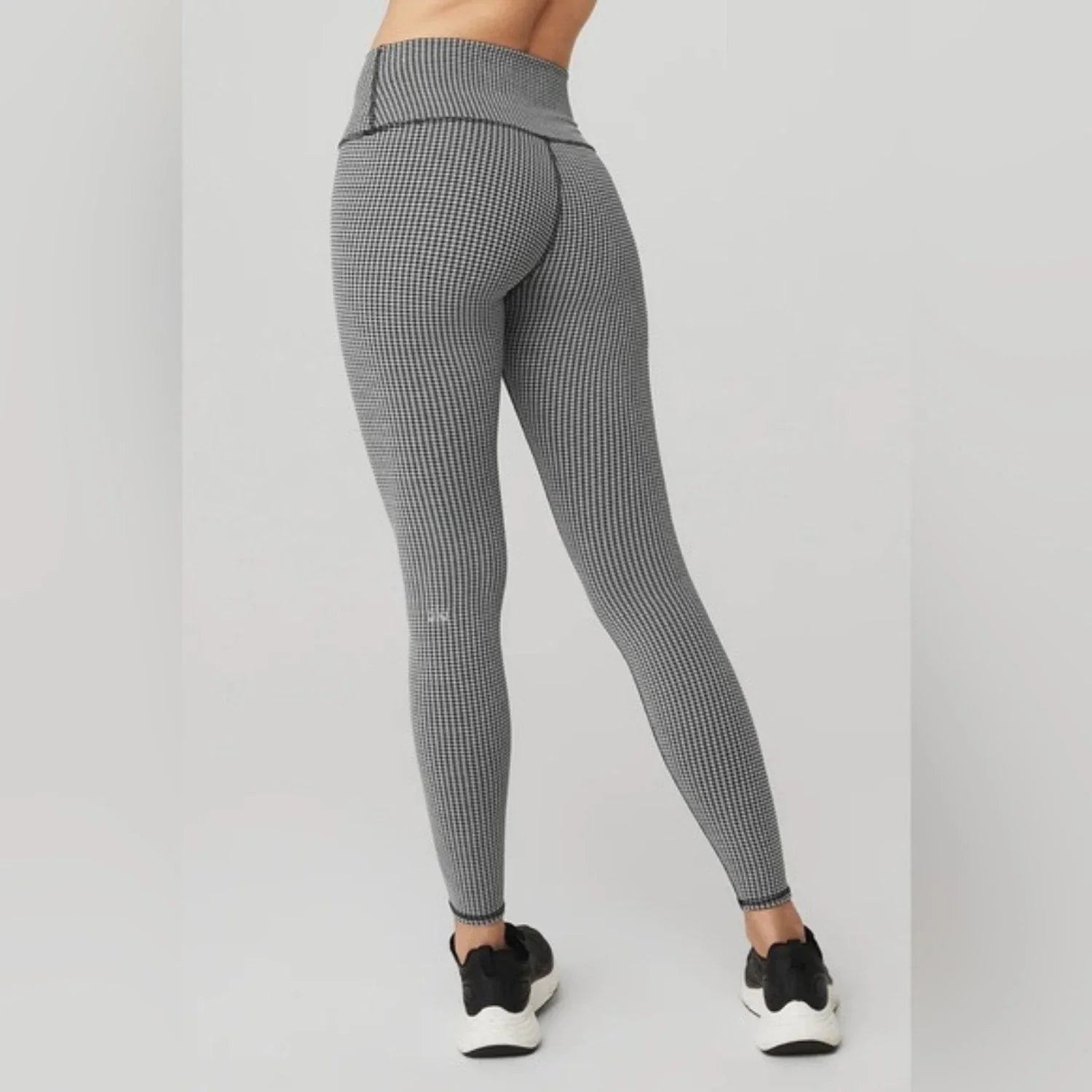 Alo Yoga Micro Houndstooth High Waist Women's Leggings — White/Black