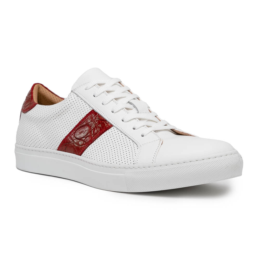 Zelli Italia Men's 61-101-RED OLYMPIAS Italian Calfskin and Crocodile Stripe, Red