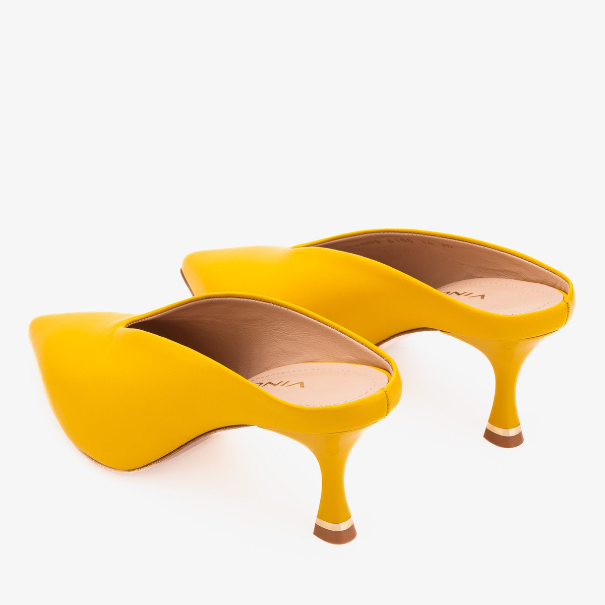 Vinci Leather The Solara Yellow Leather Women Mule Heel – product view 7
