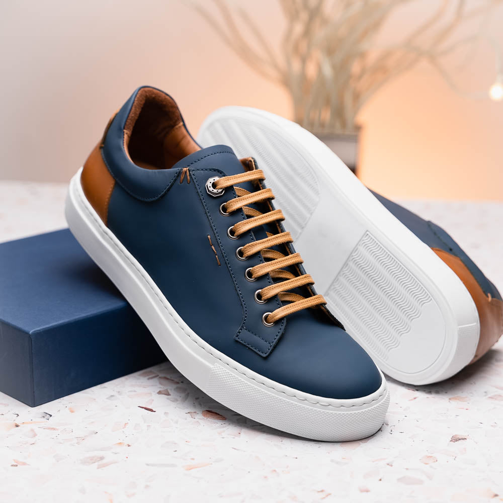 Zelli Italia Men's 65-229-NVY Diaz Rubberized Calfskin Sneaker Navy