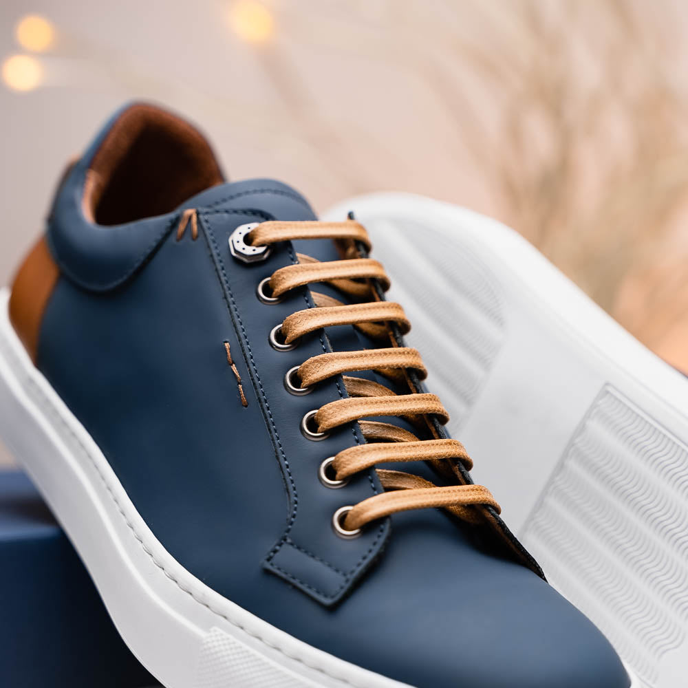 Zelli Italia Men's 65-229-NVY Diaz Rubberized Calfskin Sneaker Navy