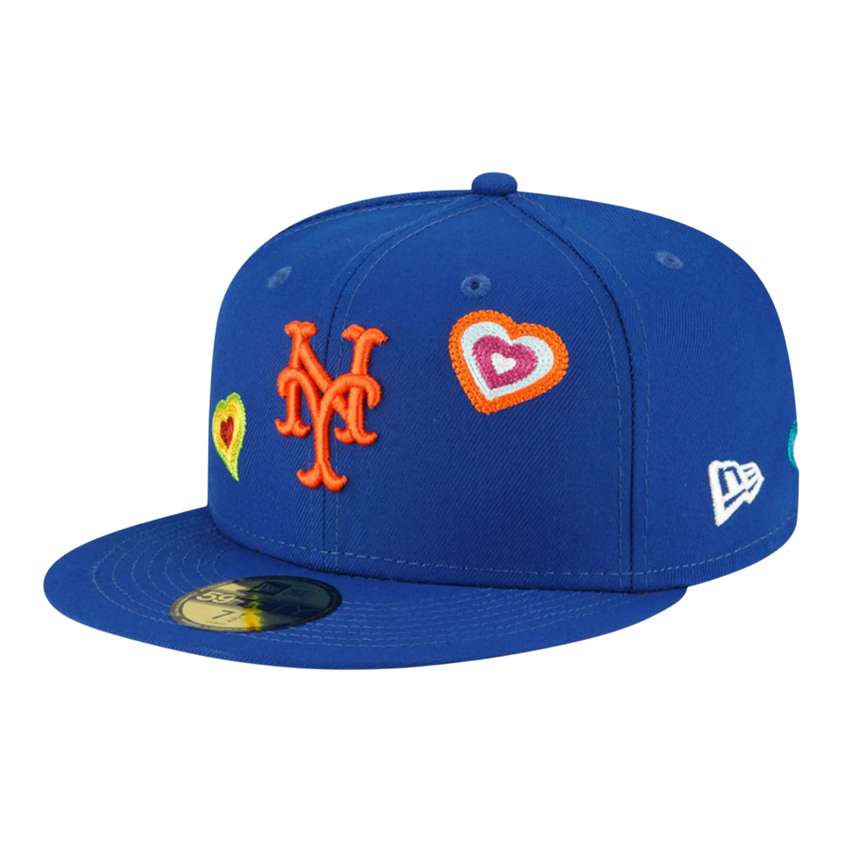 New Era 59Fifty New York Mets Chain Stitch Heart Fitted Hat Pink Undervisor Blue – product view 1