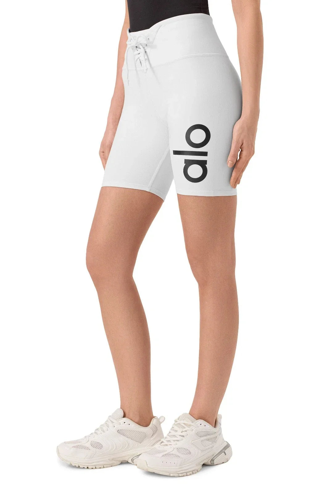Alo Yoga Yogi Biker Performance Women's Shorts — White/Black