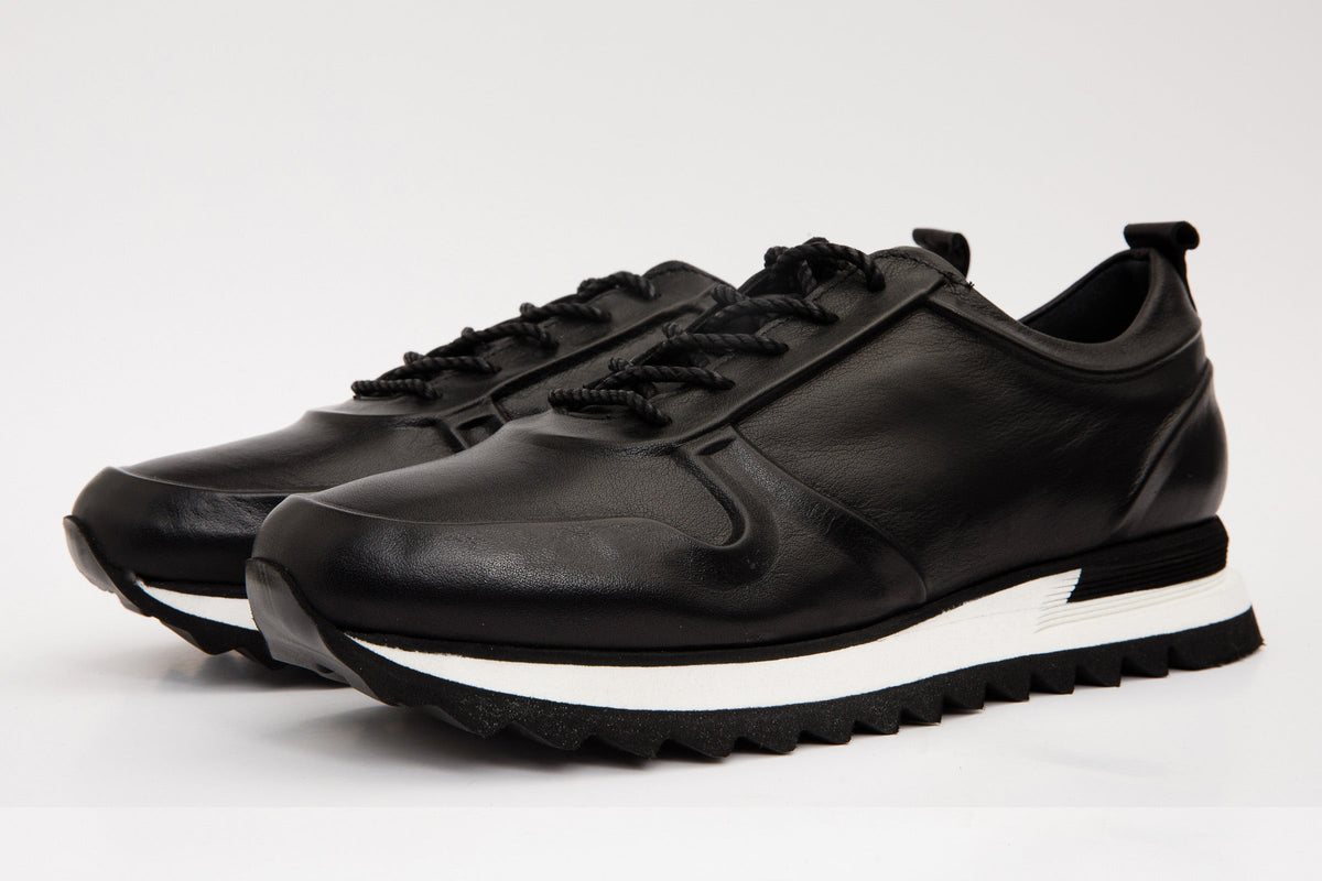 Vinci Leather The Barnett Black Leather Men Sneaker Final Sale! – product view 2
