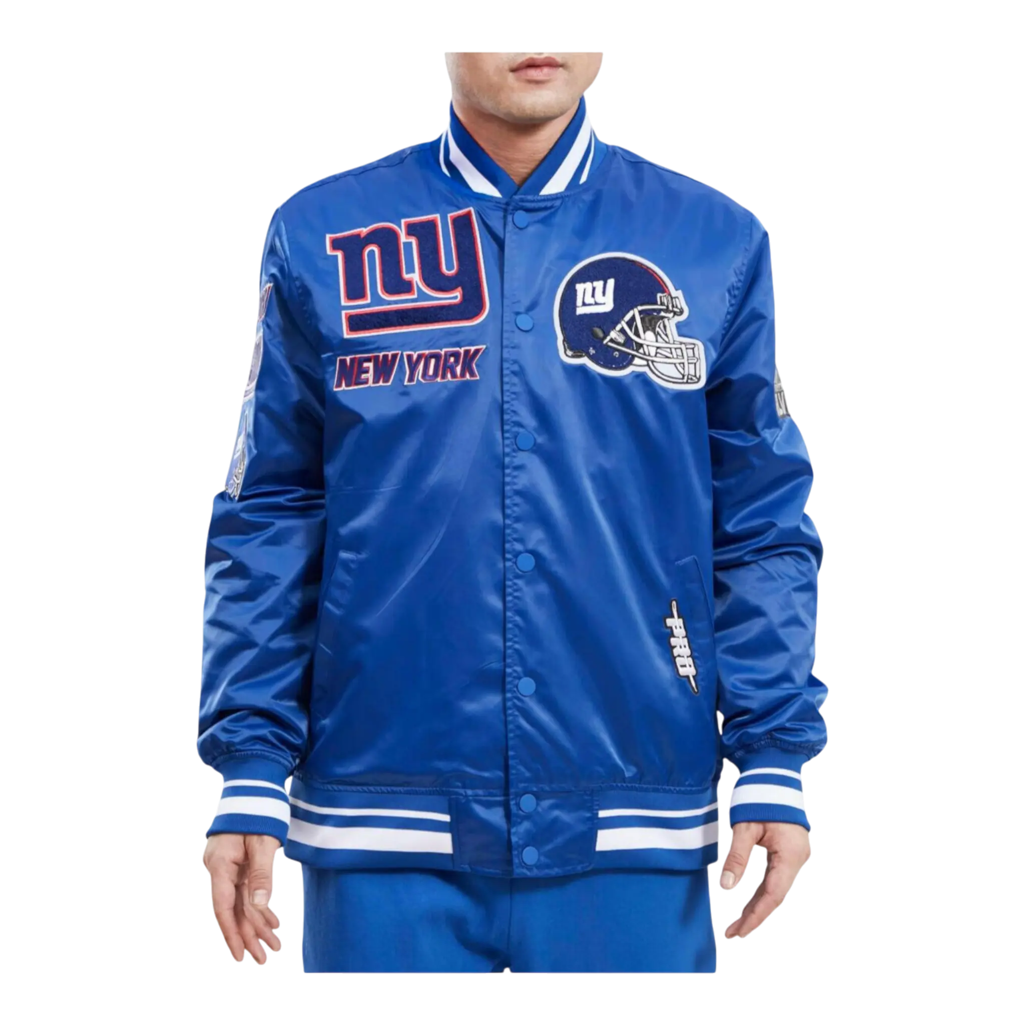 Pro Standard NFL New York Giants Mash Up Logo Satin Men's Jacket — Dodger Blue
