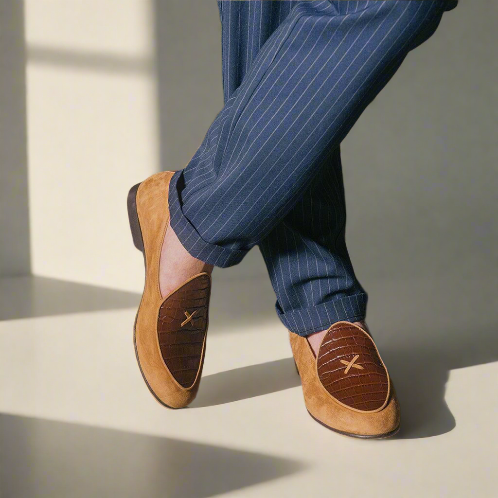 Del Toro Shoes Men's Cognac Croc Milano Loafer
