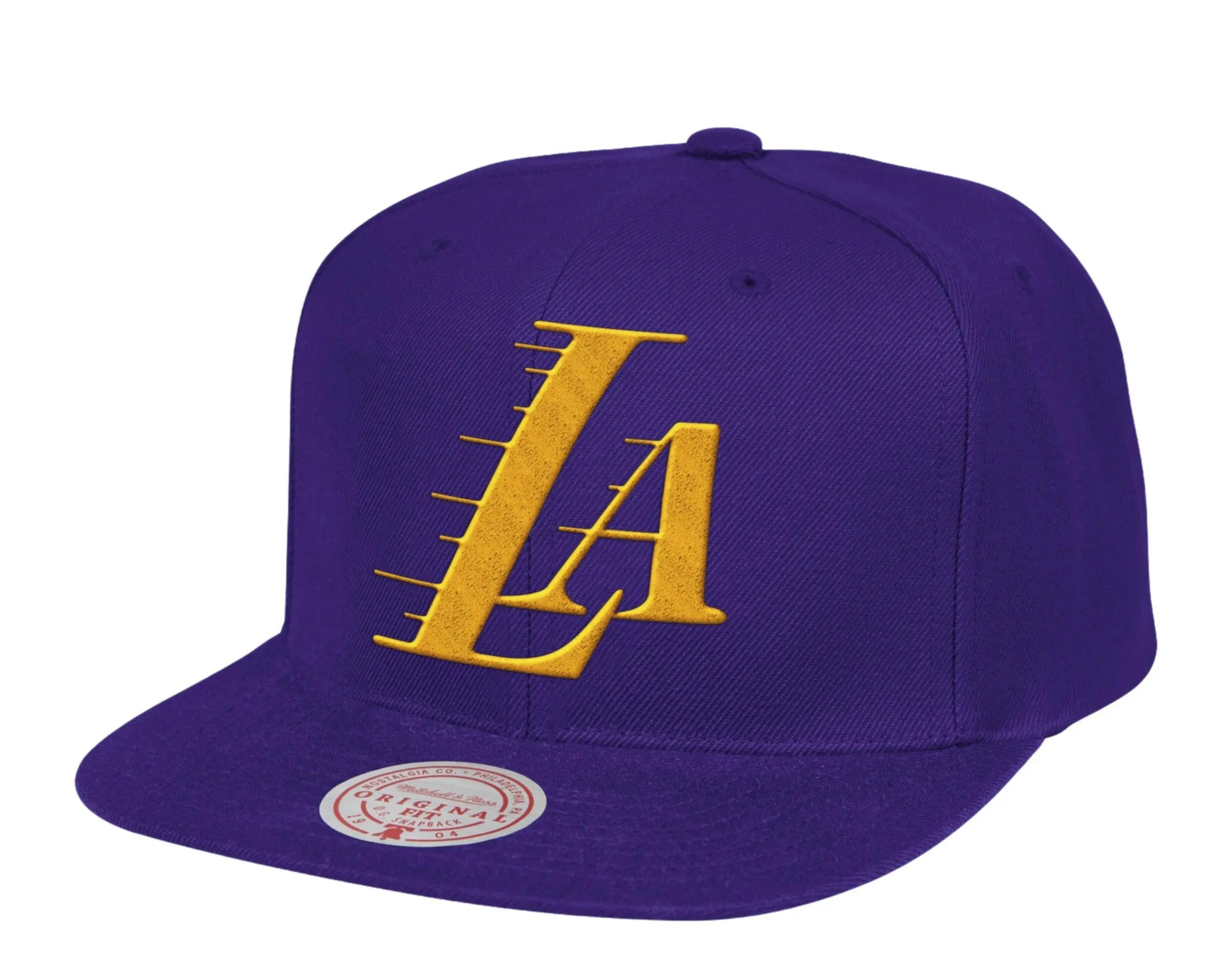 Mitchell & Ness Los Angeles Lakers HWC Logo Remix Snapback Hat — Purple Adjustable Cap